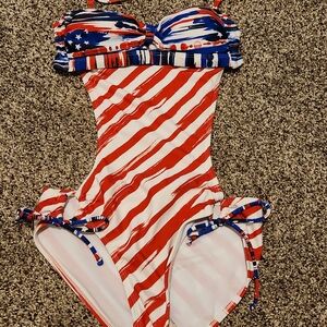 Womans Patriotic 1pc Swimsuit, Medium
